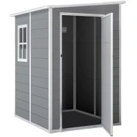 Casetta da Giardino con Finestra e Doppia Porta, in PP e Alluminio, 122x149x192 cm, Grigio