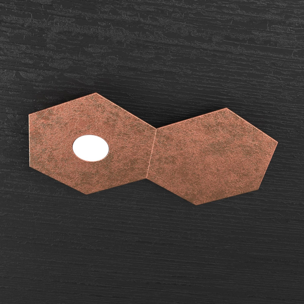 HEXAGON APPLIQUE-PLAFONIERA 1 LUCE + 1 DECORATIVO FOGLIA RAME 1142-1L1D-FR