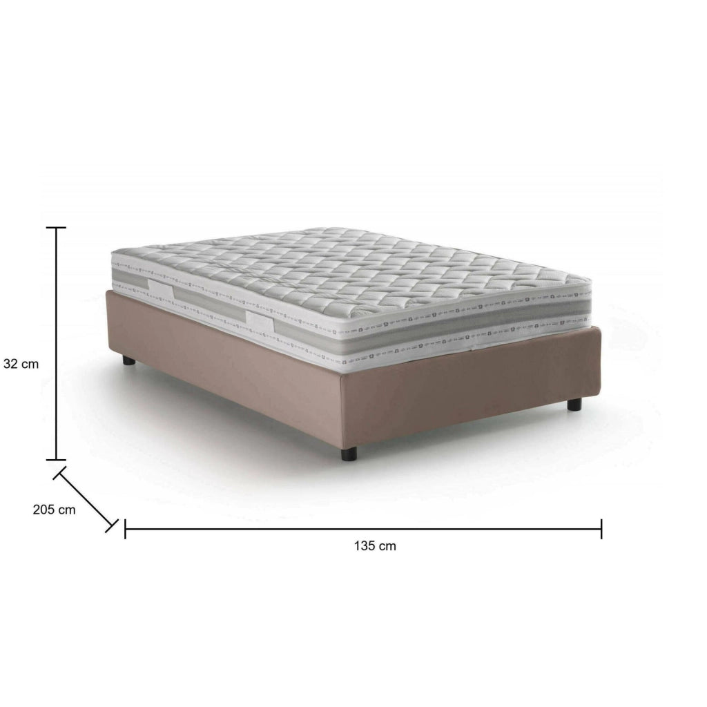 Aftis, Letto Piazza e Mezza Materasso Incluso Made in Italy, Grigio Tortora