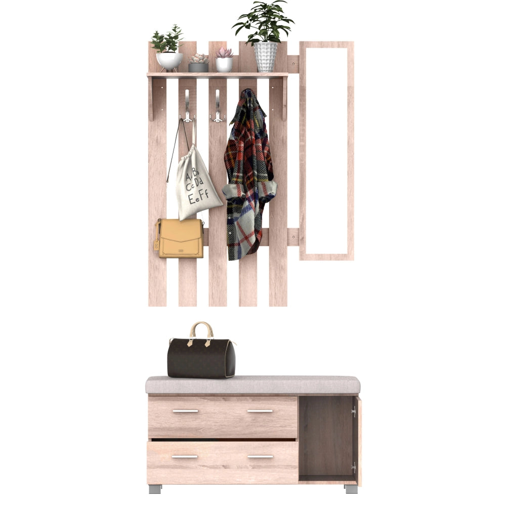 Armadio con specchio e scarpiera ¨C Zephmum ¨C Quercia 90x21.5x116 cm