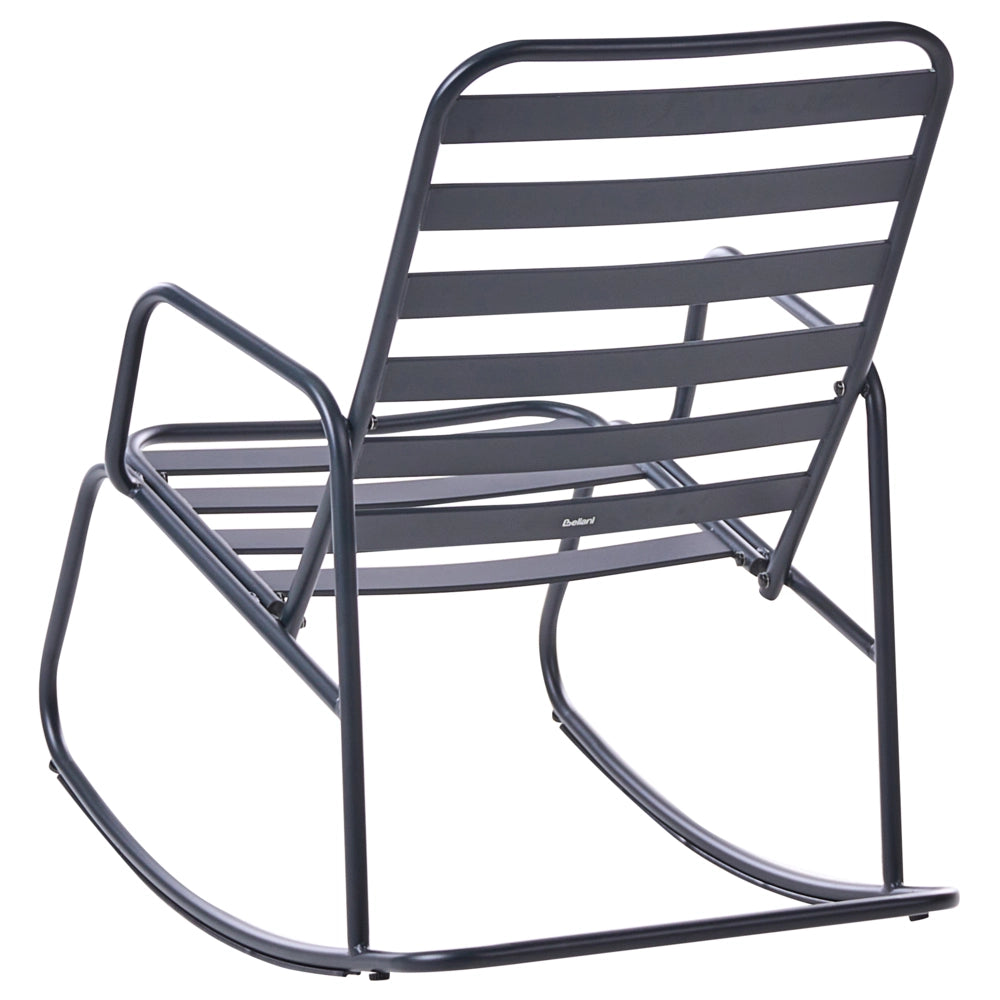Sedia a dondolo da giardino nero alluminio a doghe Design moderno per esterni