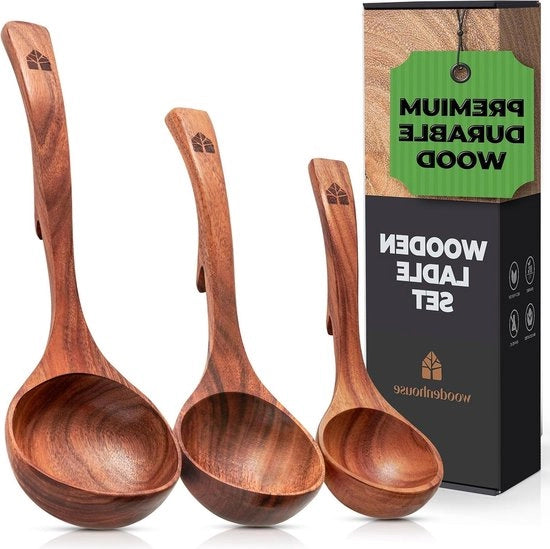 Set di servizio da cucina in legno di teak - ciotola e cucchiaio - antiaderente - cucinare e mescolare