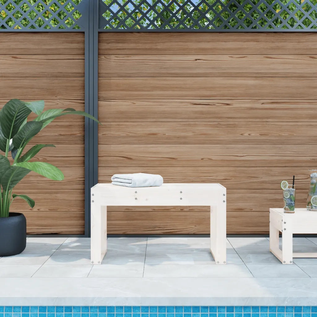 Panca da Giardino-Sgabello-Panca da esterno Bianca 80x38x45 cm Legno Massello di Pino