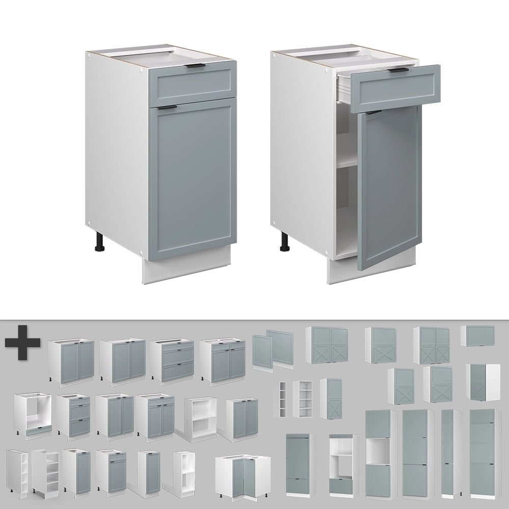 Vicco Mobiletto base per cucina Blu-grigio chiaro 40 cm , PL Rovere