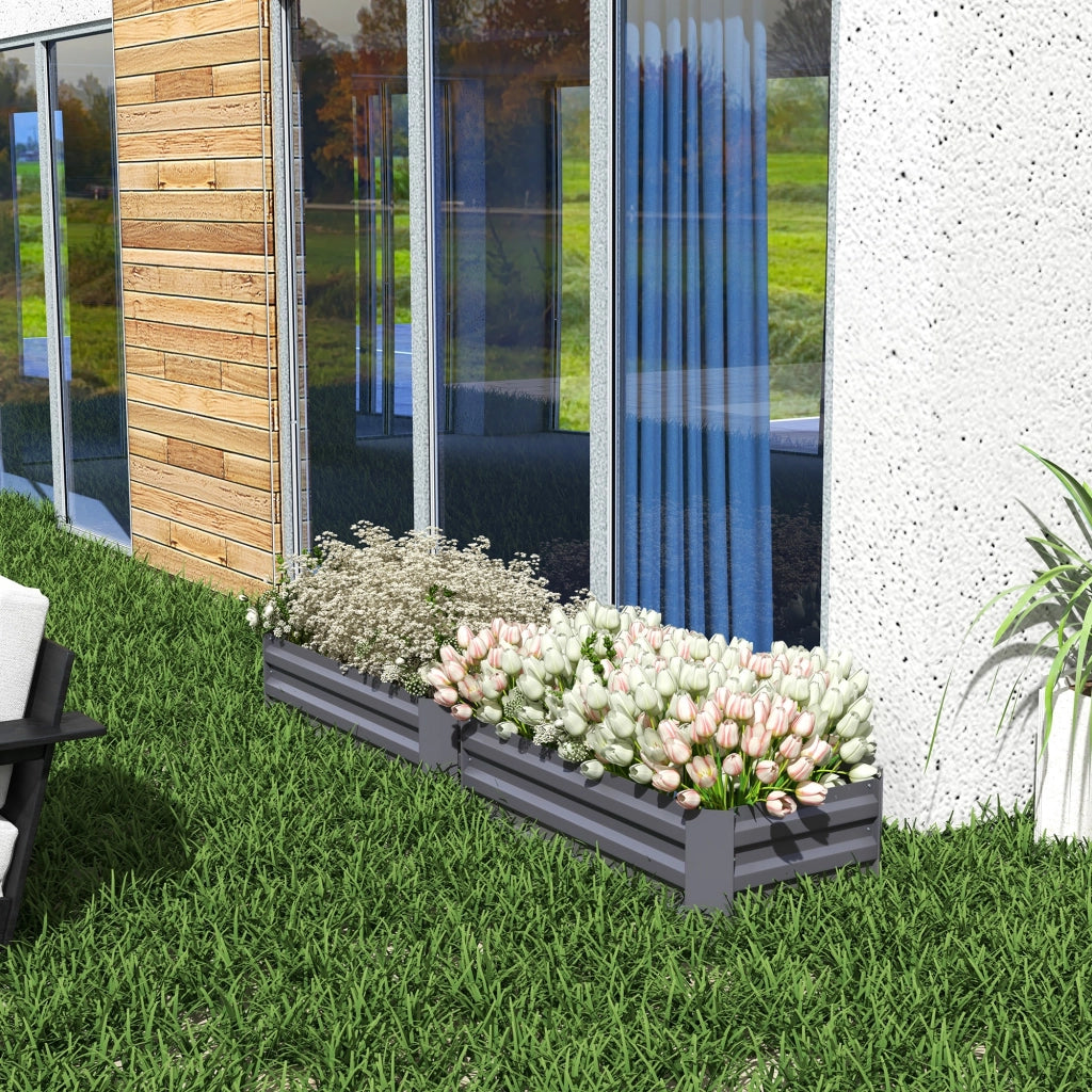 2 Pezzi Letti Rialzati per Orto ¨C Zephmum ¨C Grigio Acciaio Ondulato 100x50x30 cm