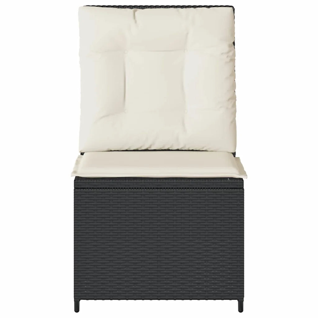 vidaXL Divano da giardino con cuscino Nero Poly Rattan