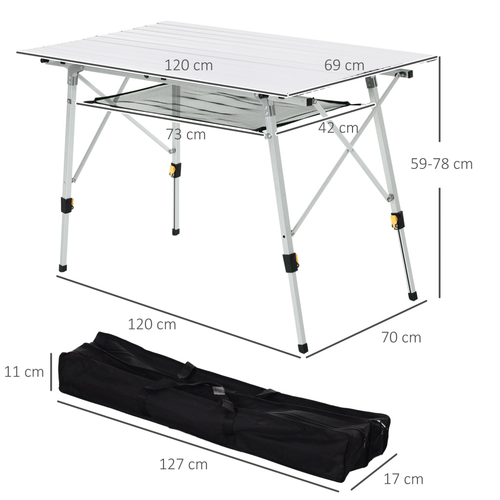 Tavolo Pieghevole in Alluminio ¨C zephmum ¨C Grigio 120x60x74