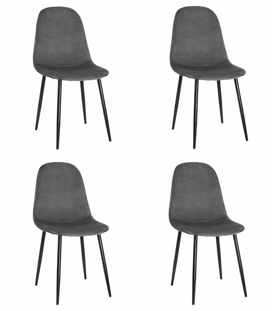 Sedia Valora COMO in velluto grigio scuro, design ergonomico x4