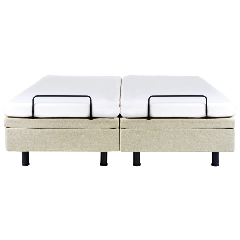 Letto elettrico matrimoniale tessuto beige regolabile con telecomando senza testiera 180x200 cm stile moderno