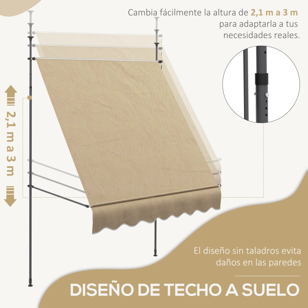 Toldo Retrattile Manuale con Manovella ¨C zephmum ¨C Beige 200x120 cm