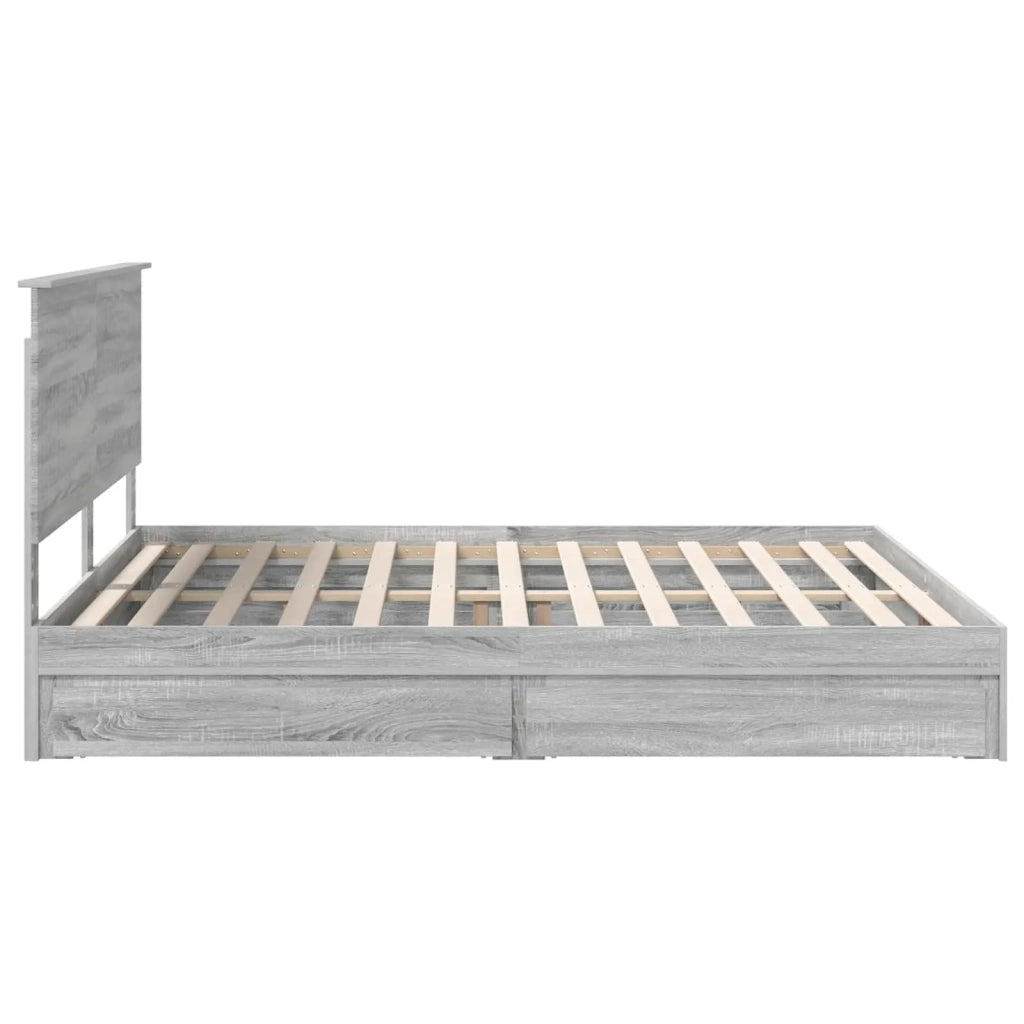 Letto con Contenitore con testiera Grigio Sonoma 180 x 200 cm