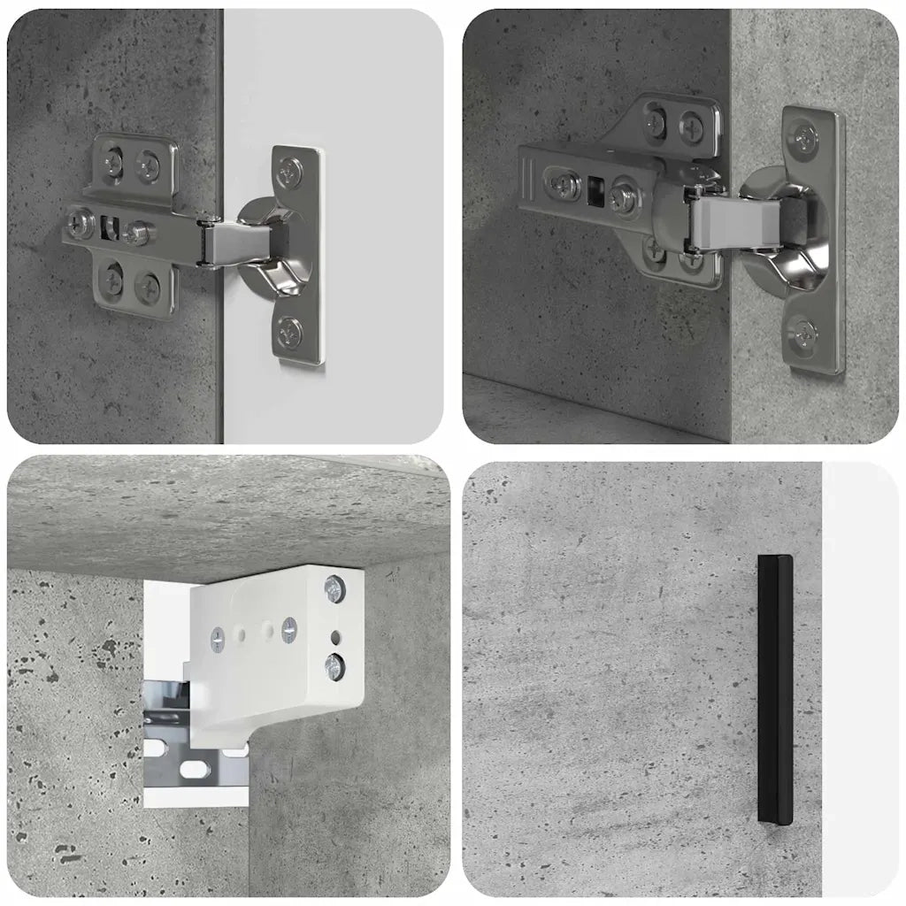 Set di mobili per il bagno con porta 4 pcs Grigio cemento 3393006