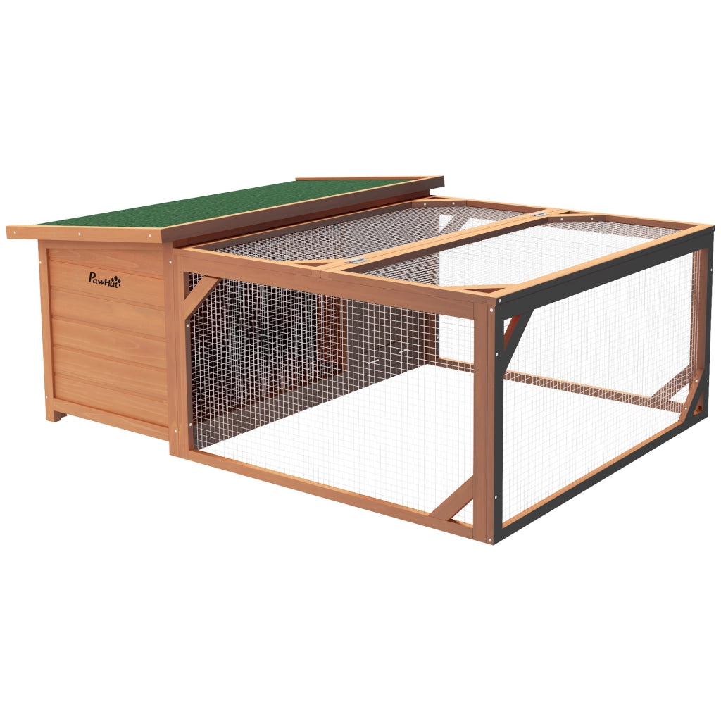 Gabbia per conigli da esterno ¨C zephmum ¨C 125.5x100x49 cm, legno, arancione