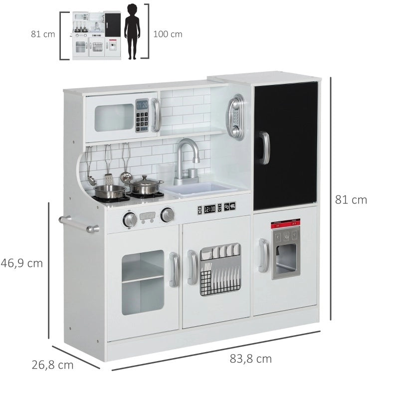 Cucina giocattolo in legno bianca con accessori e lavello