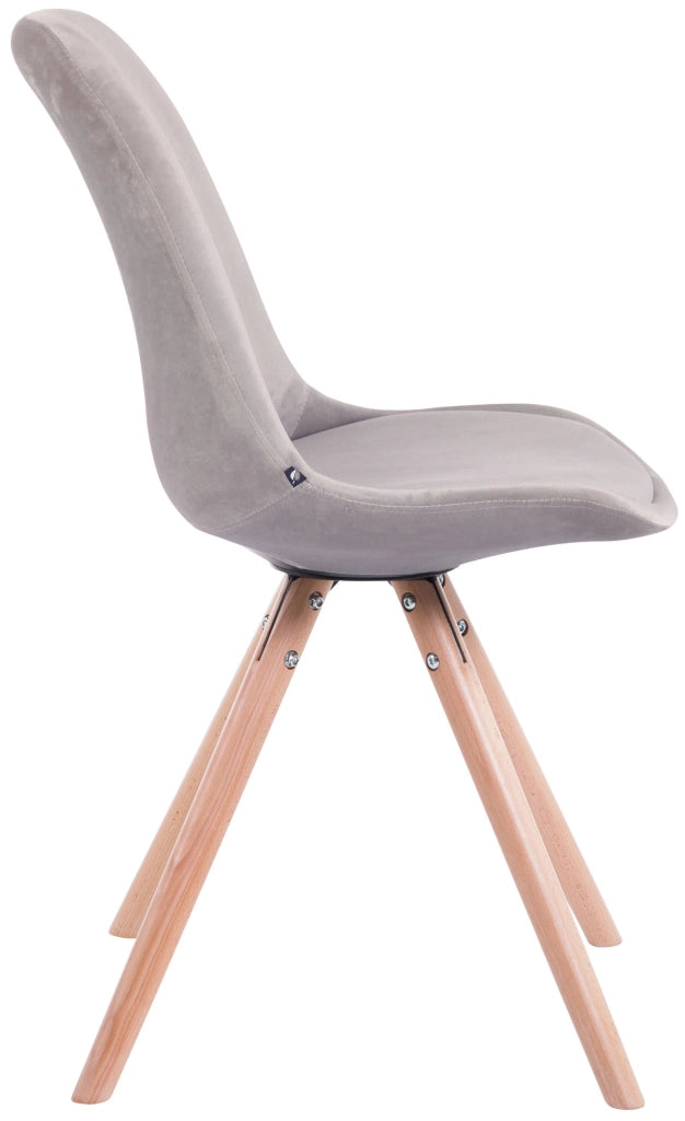 Set di 4 sedie Toulouse in velluto rotondo grigio,natura