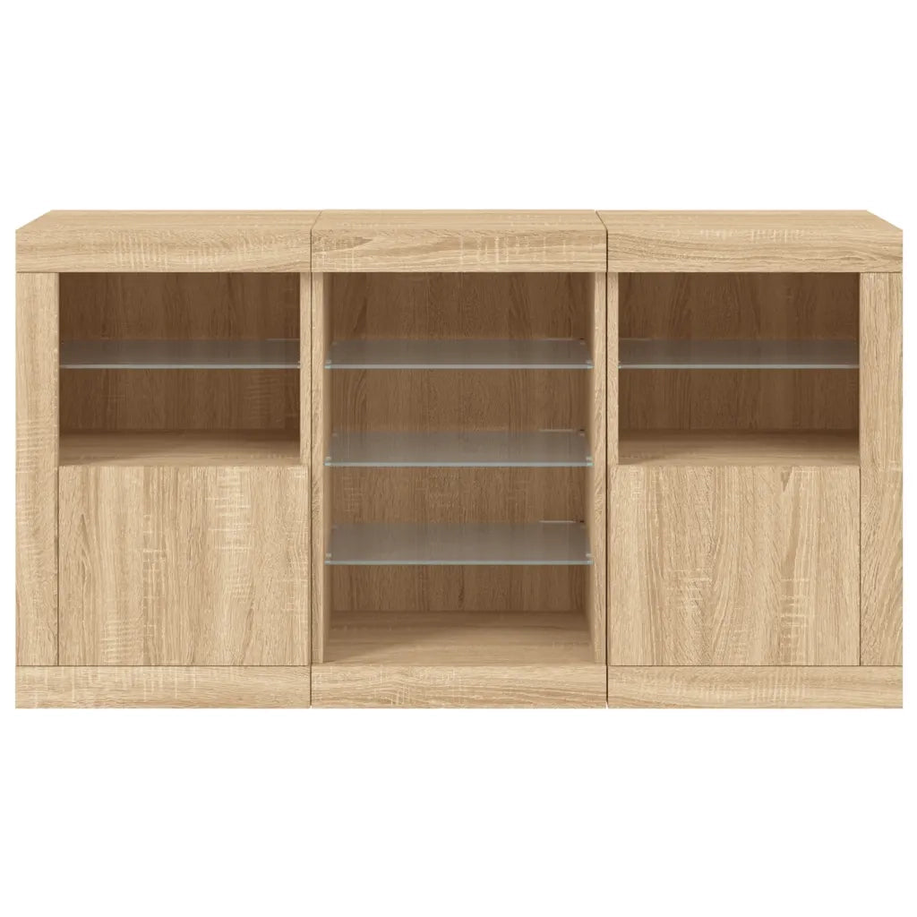 Credenza con Luci LED Rovere Sonoma 123x37x67 cm 3209081
