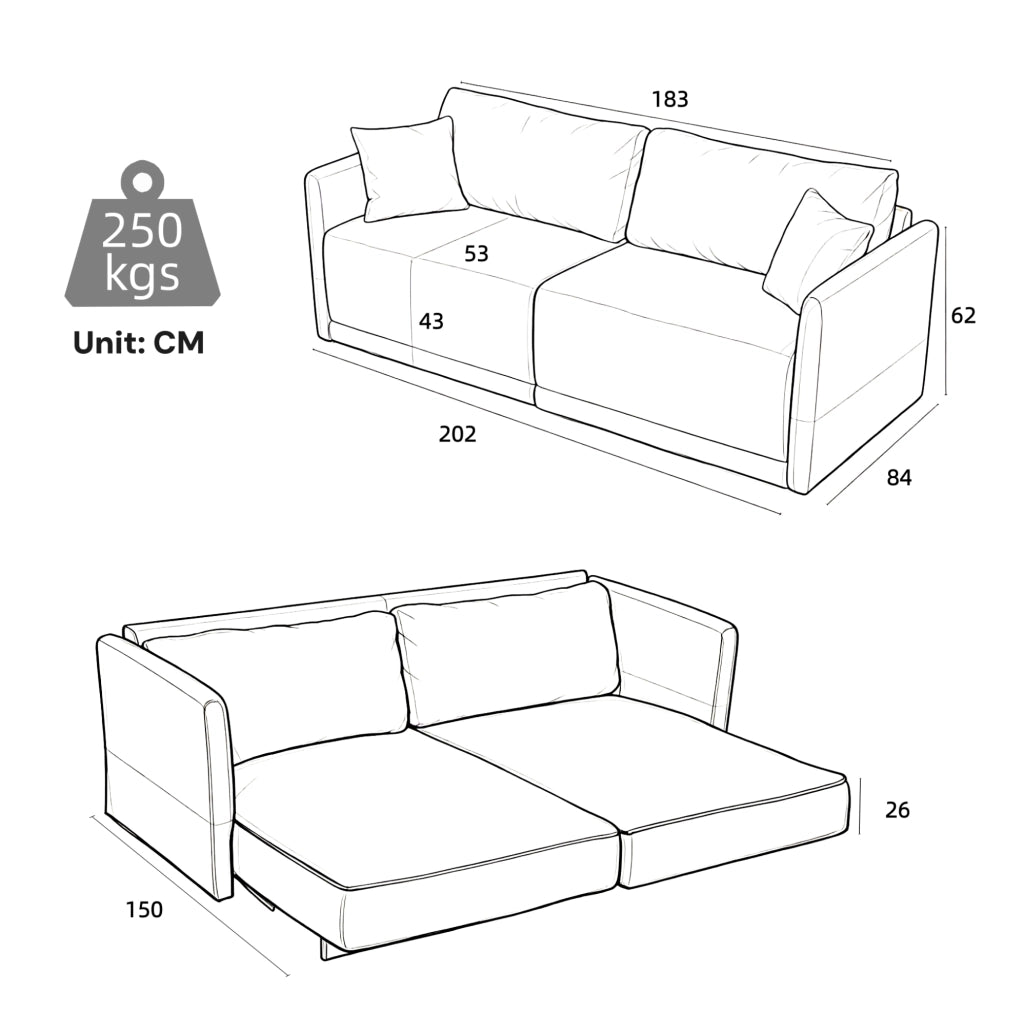 DIVANO LETTO Convertibile 182x88x84 cm Velluto a coste Nero