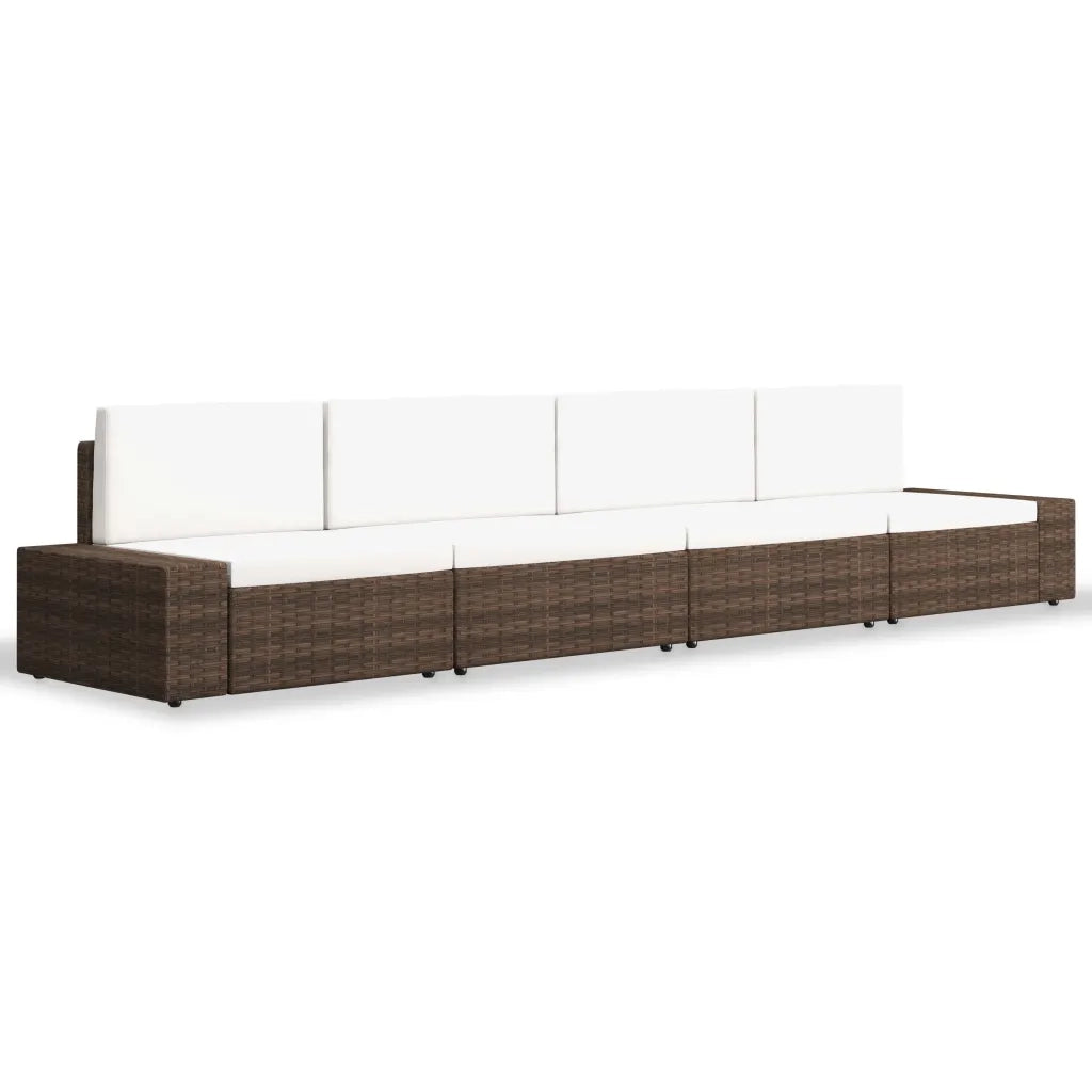Set Divani da Giardino 4 pz in Polyrattan Marrone 3054593