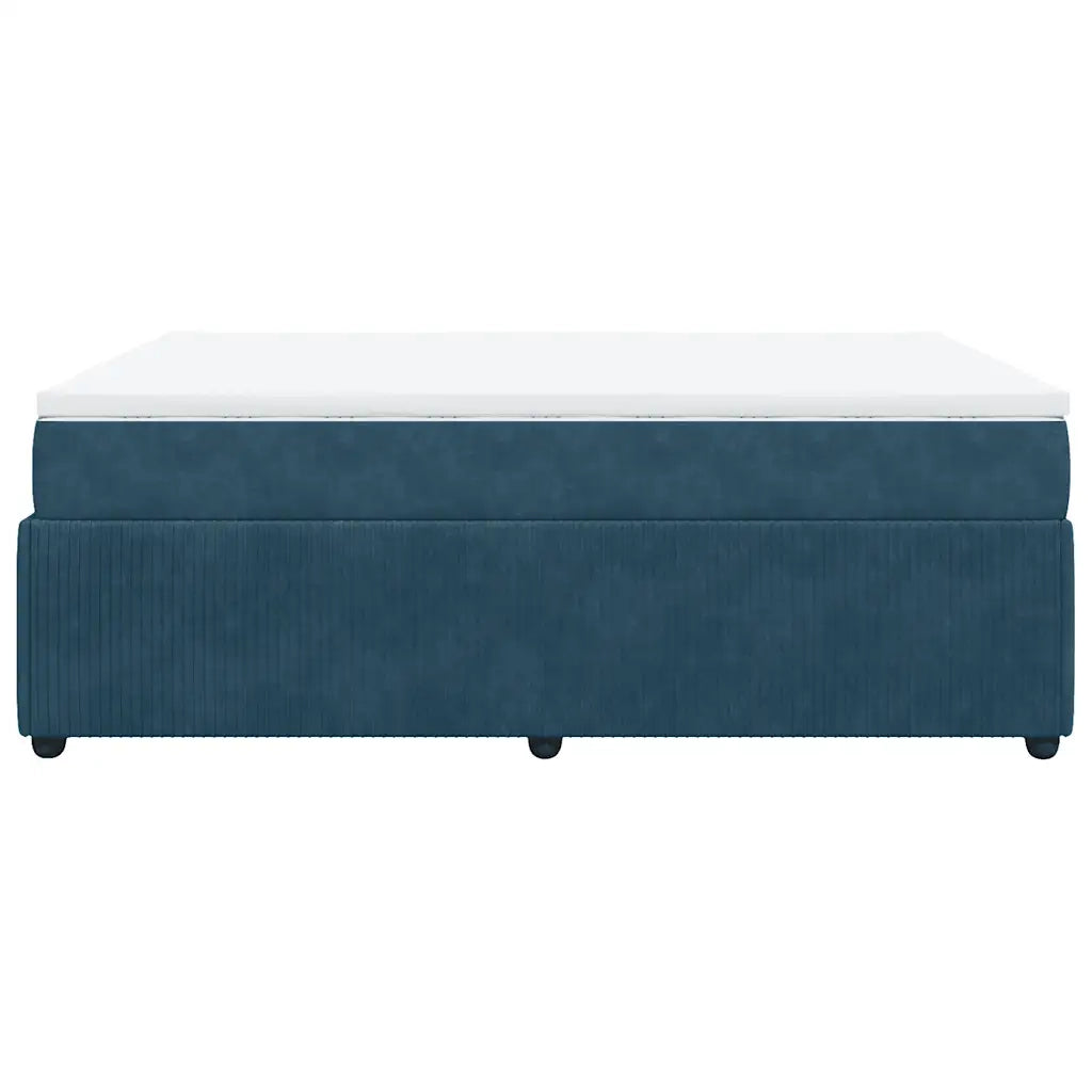 Giroletto a Molle con Materasso Blu Scuro 140x200 cm in Velluto