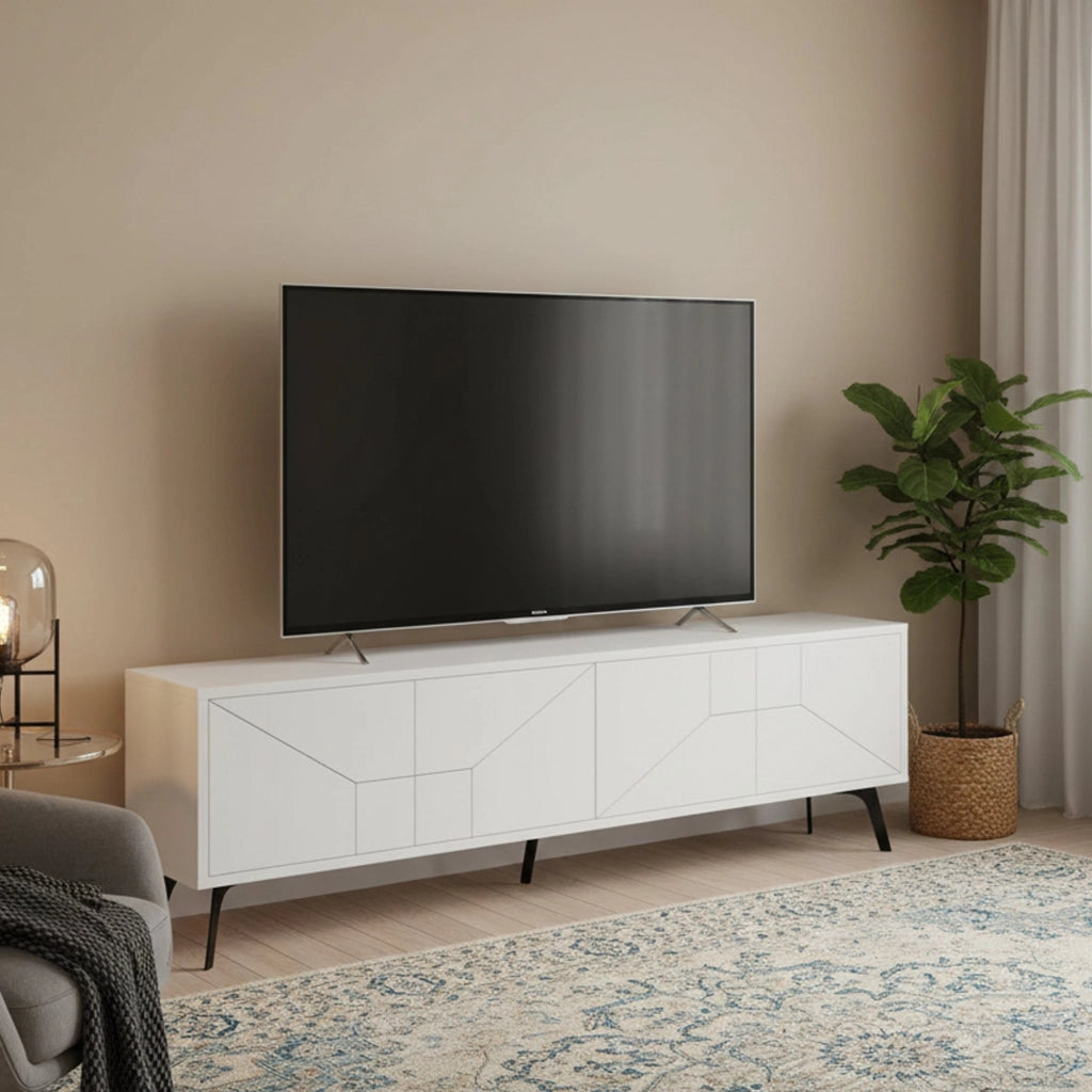 Olgadikiev, Mobile Porta tv un Ripiano, 180x30x50h cm Bianco