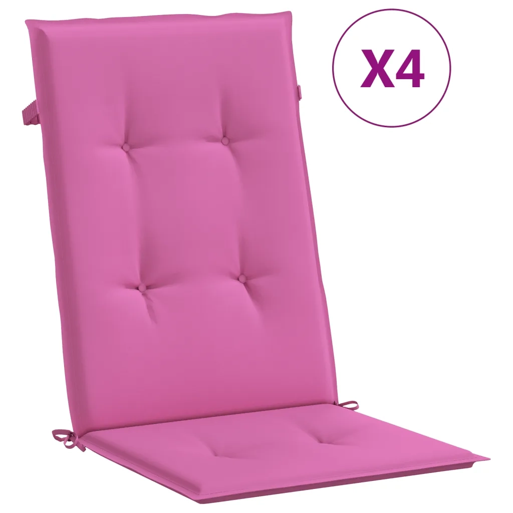 Cuscini per Sedia con Schienale Alto 4pz Rosa in Tessuto 361269