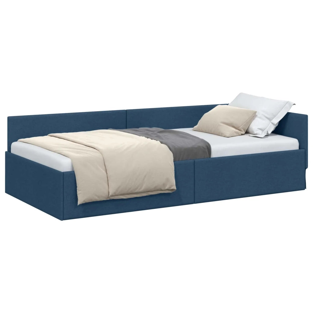 Cornice del letto ad angolo Blu 100 cm x 200 cm Tessuto 42016058
