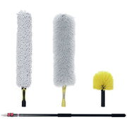Kit Pulizia Casa e Ufficio ¨C zephmum ¨C Asta Allungabile, Spolverino Ragnatele, Microfibra, Ventilatore Soffitto, Giallo e Grigio