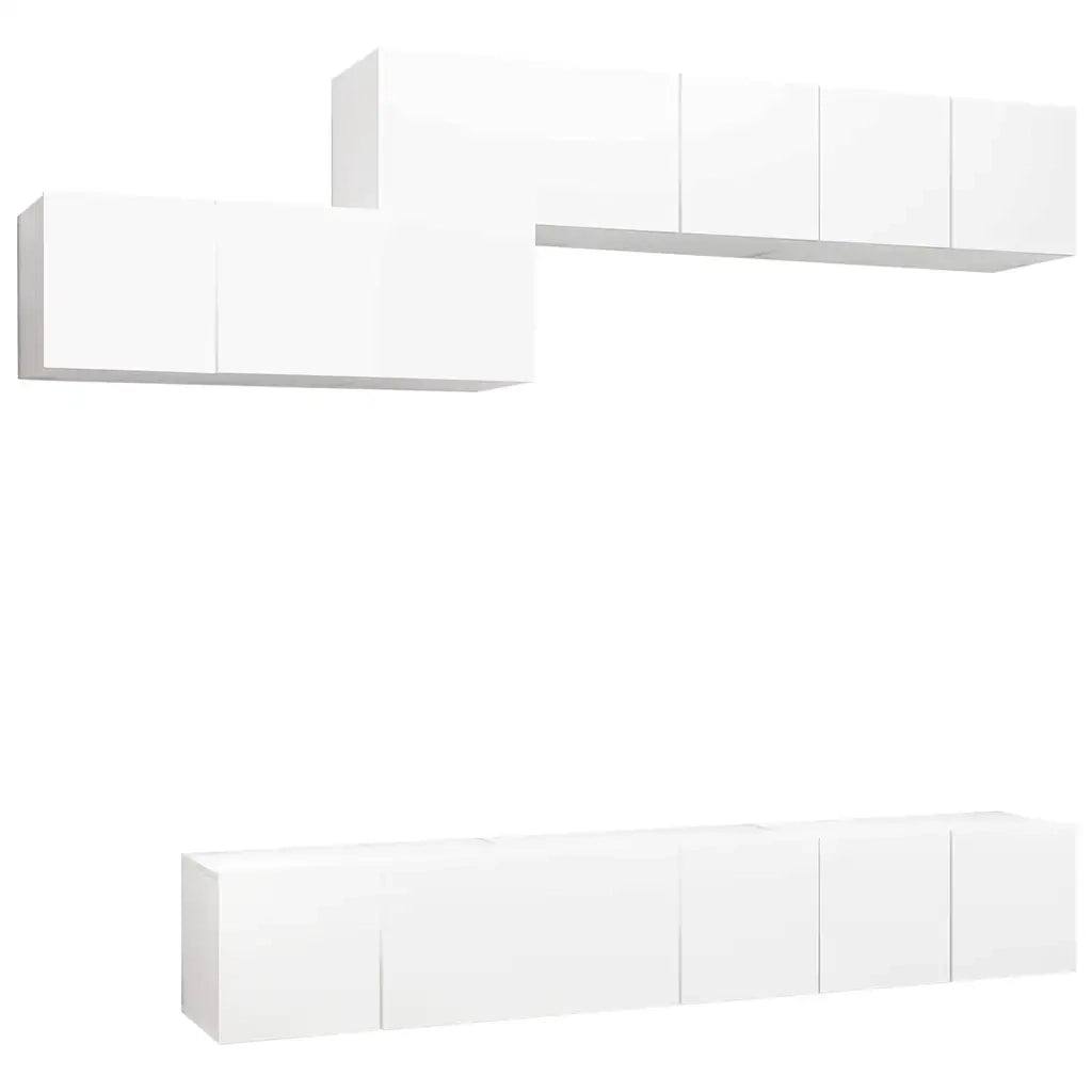 Set Mobili Porta TV 7 pz Bianco in Legno Multistrato 3078729