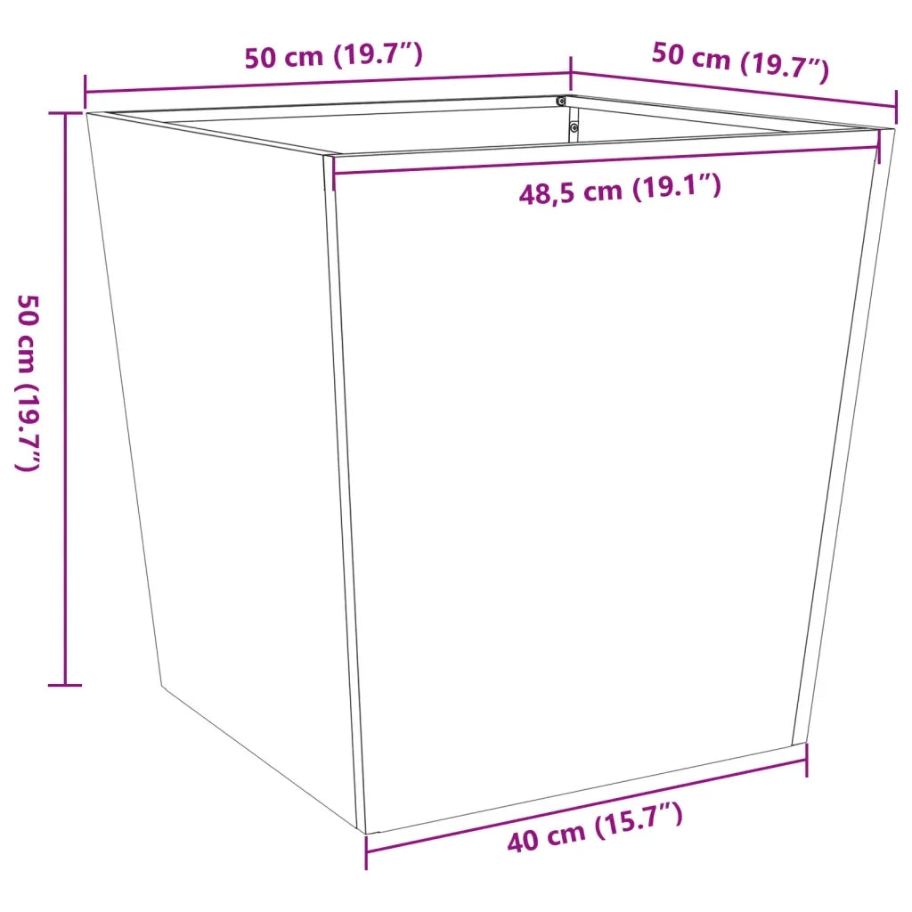 Fioriera da Giardino 50x50x50 cm in Acciaio Inox 851074