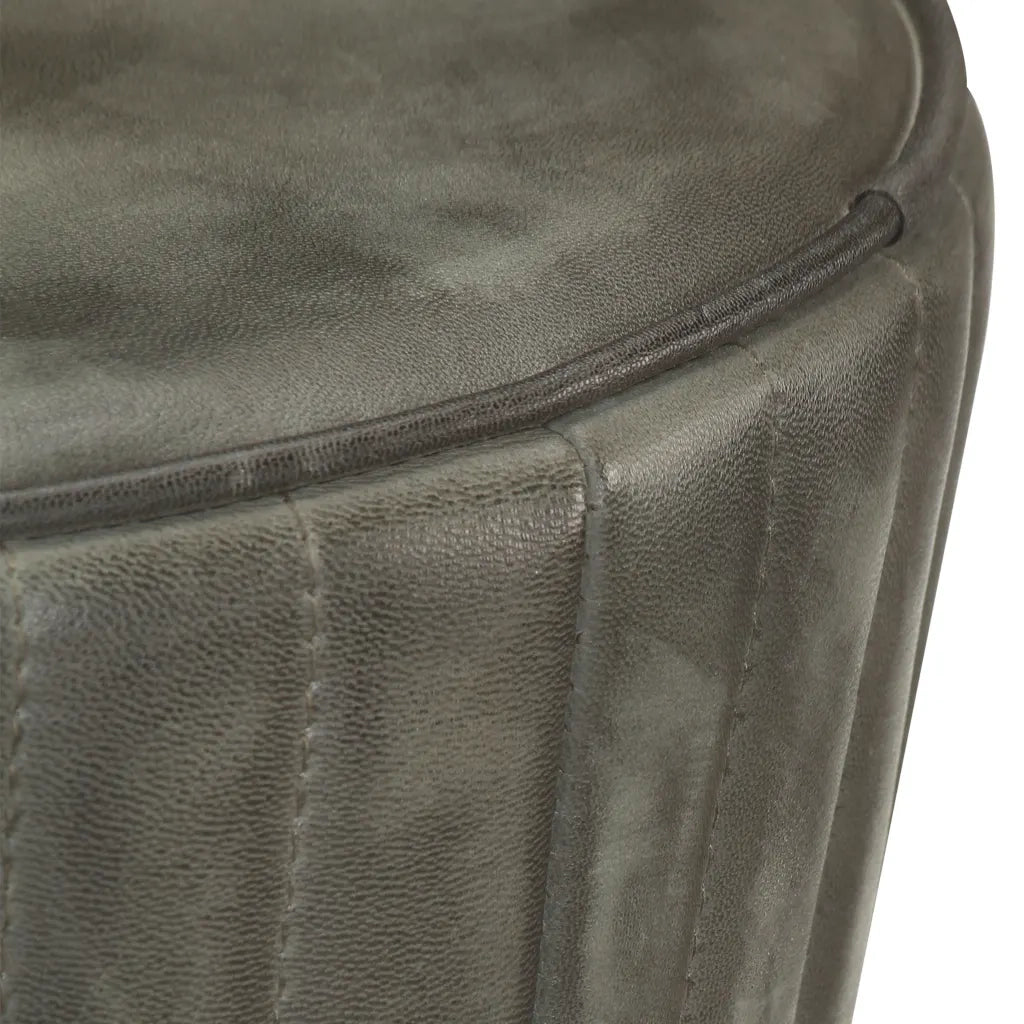 Sgabello da Bar Grigio Anticato in Vera Pelle 321874