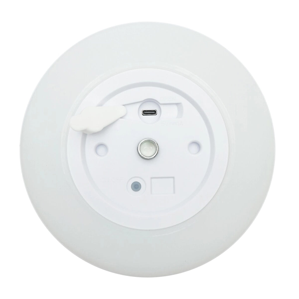 Lampada da tavolo LED ricaricabile per interni ed esterni, 2W, 3.7V 1200mAh, USB 5V 1A, luminosità regolabile, funzione memoria, IP65, bianca