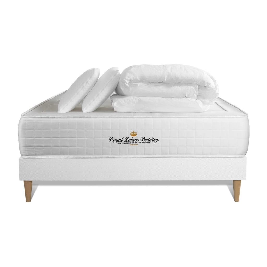 Pacchetto letto completo - Materasso 140x200cm + Box spring con doghe (kit) + 2 cuscini + Piumino - Windsor