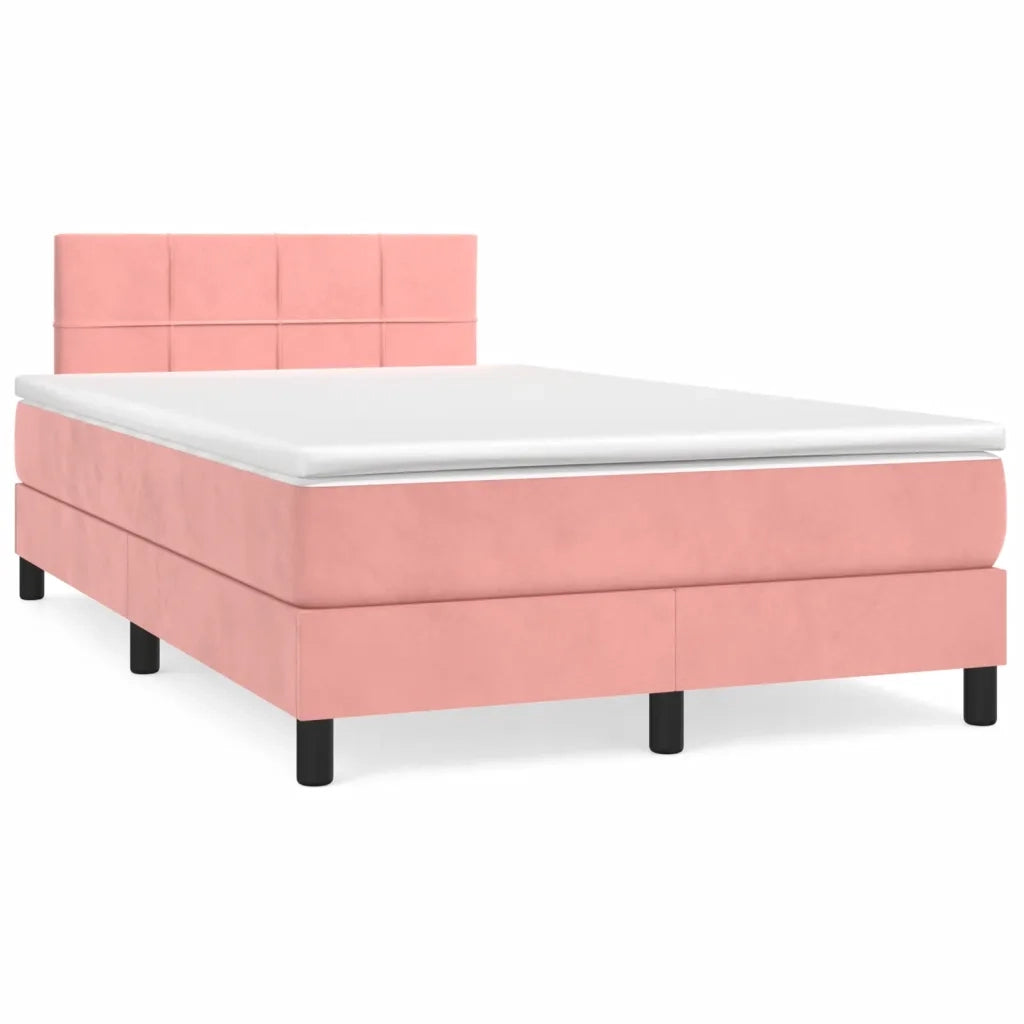 Giroletto a Molle con Materasso Rosa 120x190 cm in Velluto 3269842