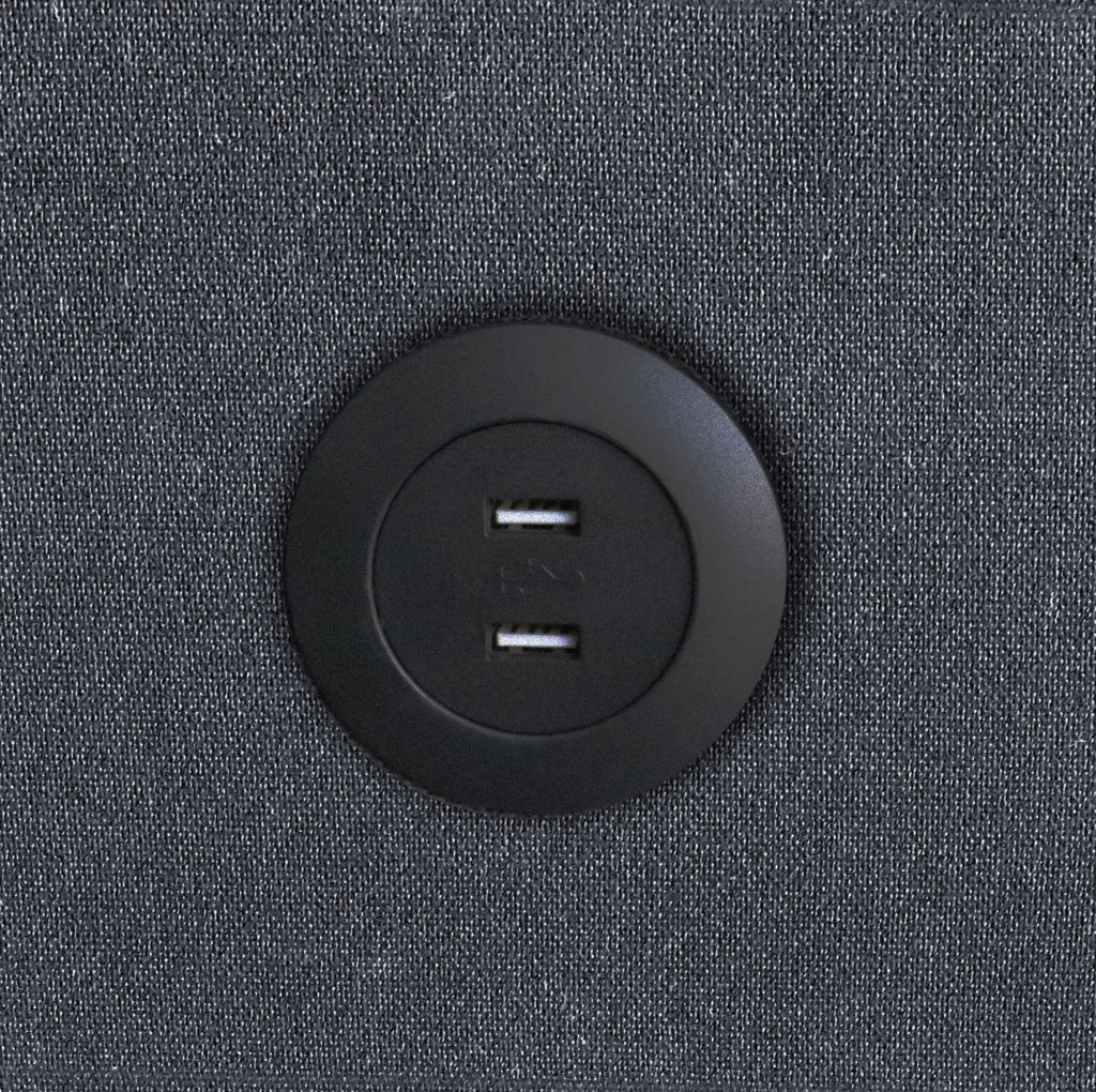 Divano letto 3 in 1 con schienale regolabile; USB e tasche in cotone e lino grigio