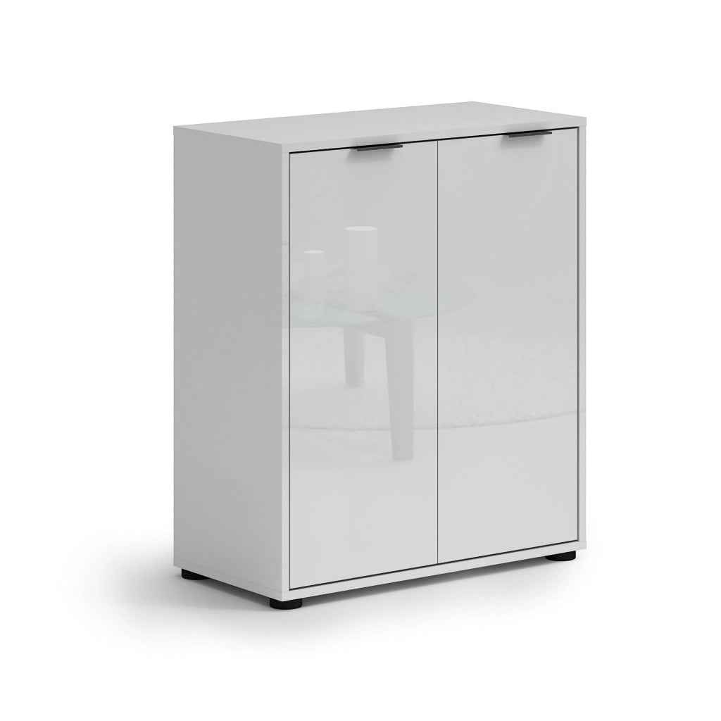 Mobile Portascarpe Angitolar, Scarpiera 20 Paia Made in Italy, 72.5x36x86h cm Bianco Lucido