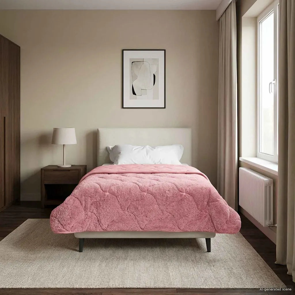 Duvet Invernale Rosa 140 x 220 cm Microfibra e Fleece Teddy 42026343