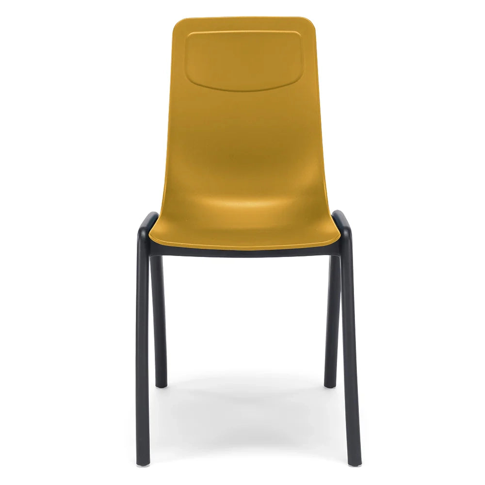 Set 2 sedie in tecnopolimero Dalia L colore Senape, 100% MADE IN ITALY, gambe Antracite, impilabile, design moderno ideale per sala da pranzo, cucina, soggiorno, ufficio, camera per bambini
