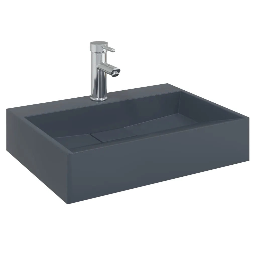 Lavandino-Lavabo-Lavello 50x38x11 cm Blocco in Marmo/Minerale Antracite