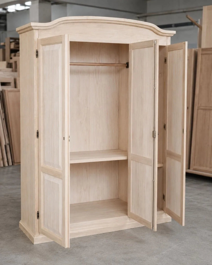 Armadio 3 ante cappello sagomato in legno grezzo 158x56x197 - Mobili 2G