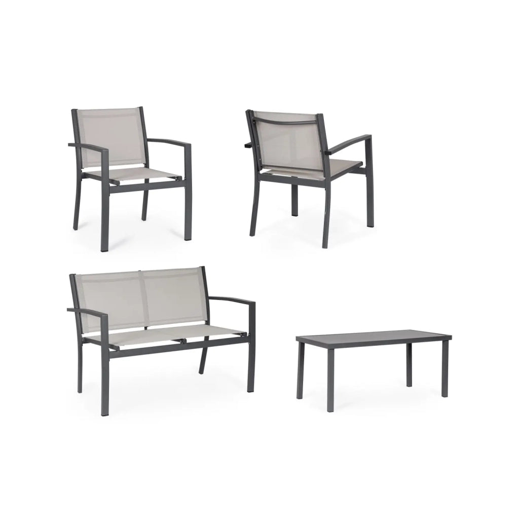 Salotto da giardino Florida 4 pezzi grigio chiaro
