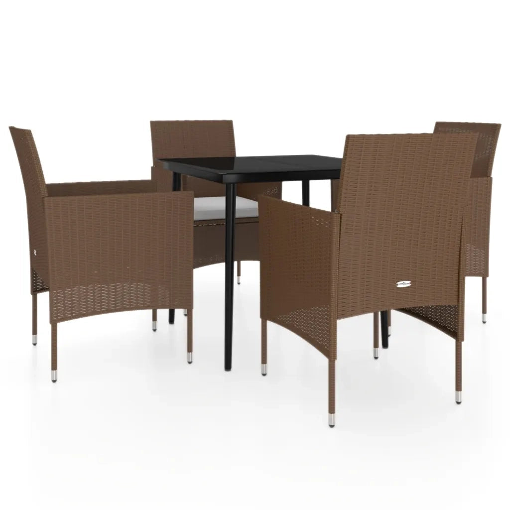 Set da Pranzo da Giardino 5 pz con Cuscini Marrone e Nero 3099324