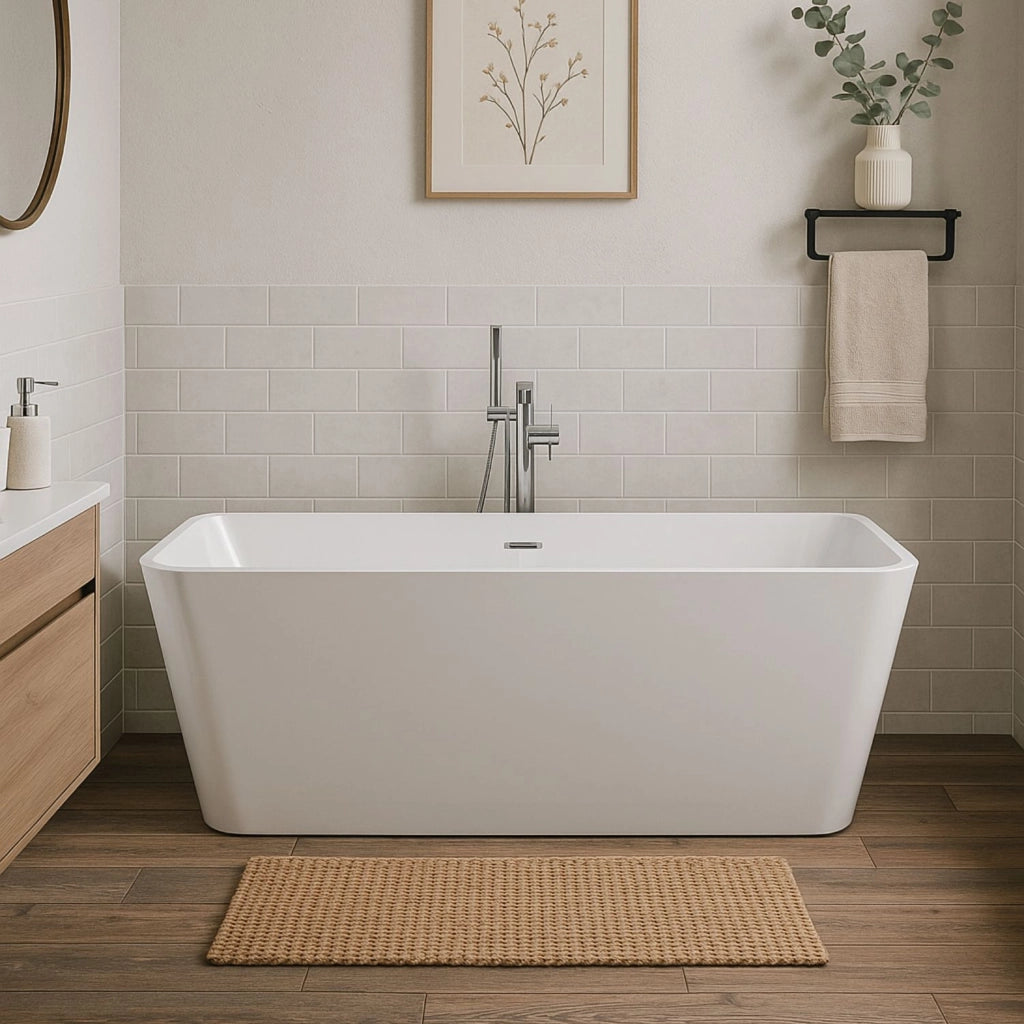 Vasca da bagno freestanding rettangolare acrilico bianco lucido 3 misure *** misure 160x80x58 cm, confezione 1