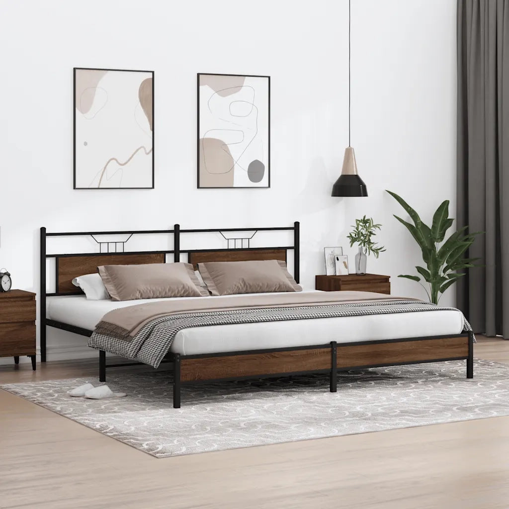 Giroletto senza Materaso in Metallo Rovere Marrone 193x201 cm 3325129
