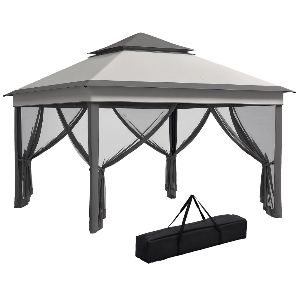 Tenda da Giardino Pieghevole ¨C Zephmum ¨C Grigio 3.26x3.26x2.72 m con Mosquitera