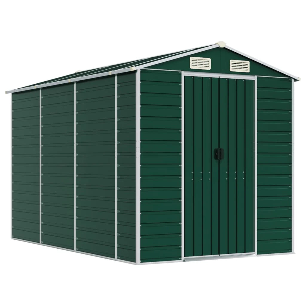 Casetta da giardino cabina ripostiglio casetta da esterno robusta casetta per attrezzi 191 x 300 x 198 cm acciaio zincato verde 02_0022349