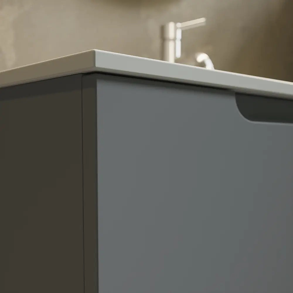 Mobile bagno sospeso 80 cm due cassetti color grigio opaco con lavabo  | Moor