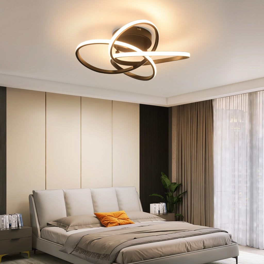 ZMH Lampada da soffitto plafoniera LED moderna design fiori neri 28W 3000K bianco caldo per cucina