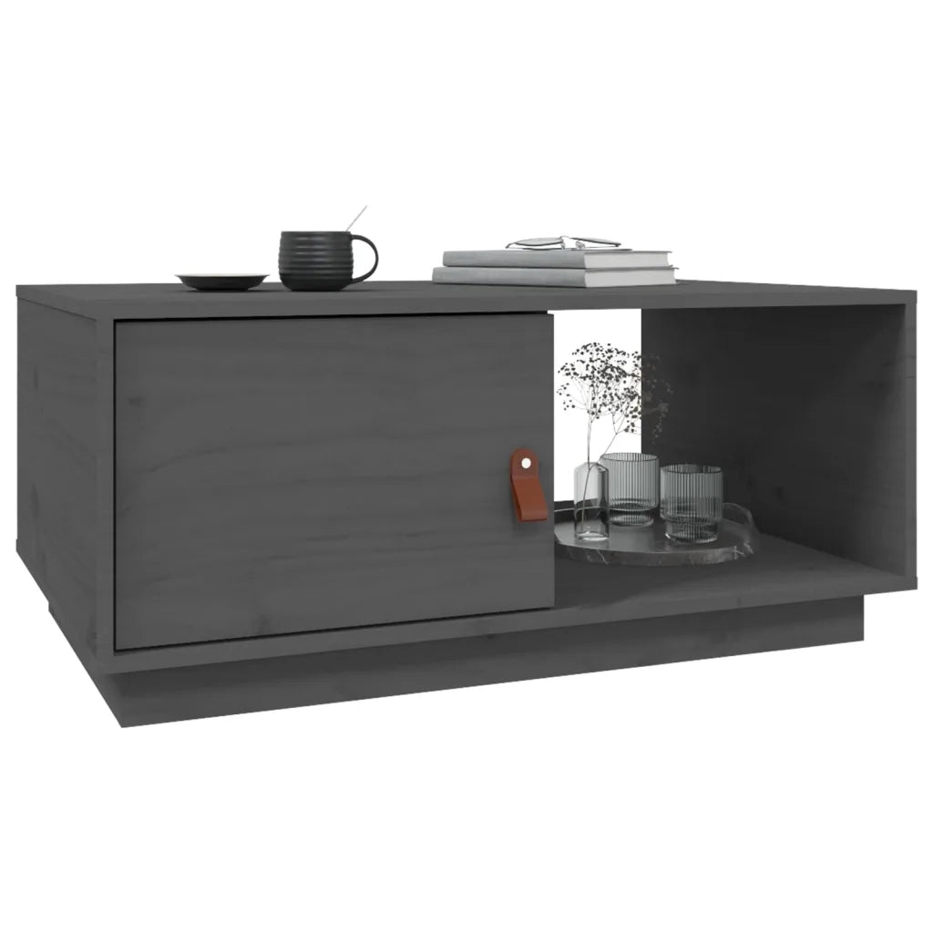 Tavolino da Salotto Grigio 80x50x35,5 cm Legno Massello di Pino 818262