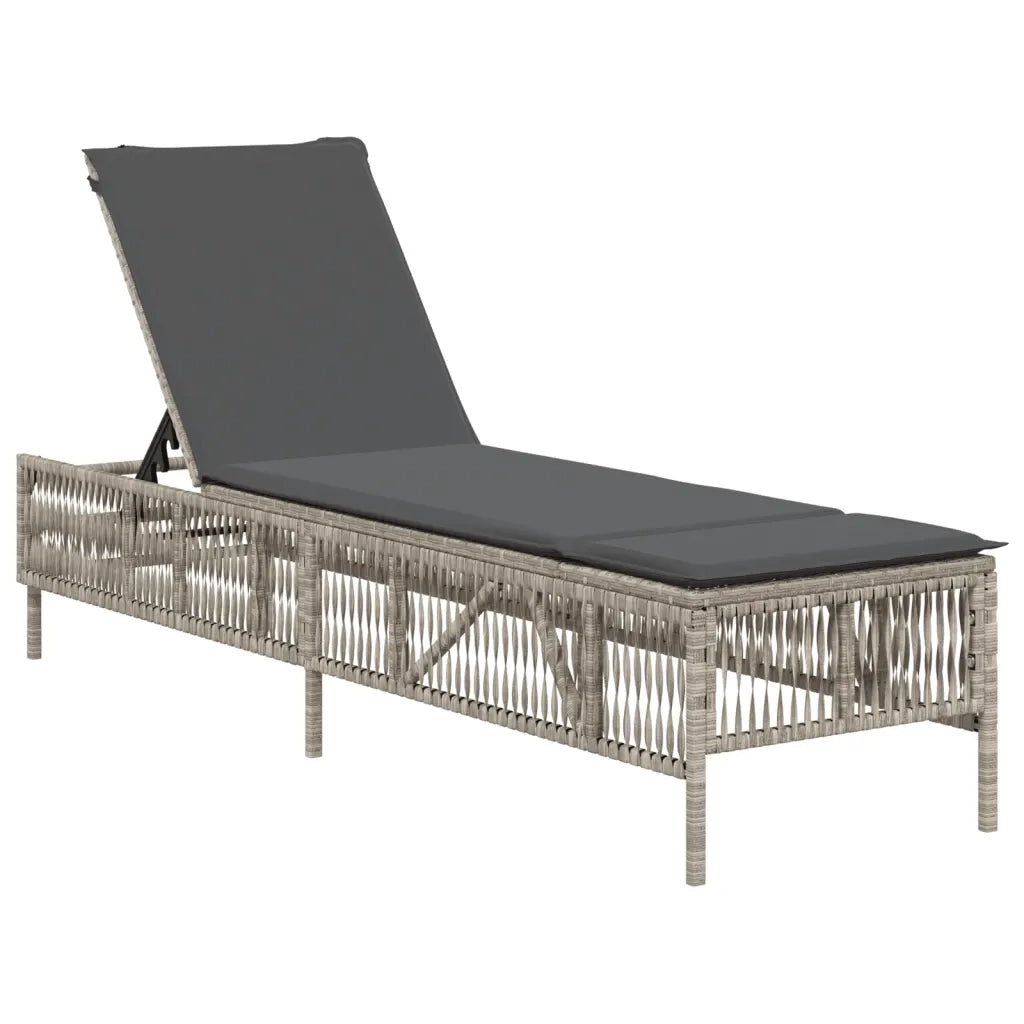 Lettino Prendisole 2 pz con Cuscini Grigio Chiaro in Polyrattan