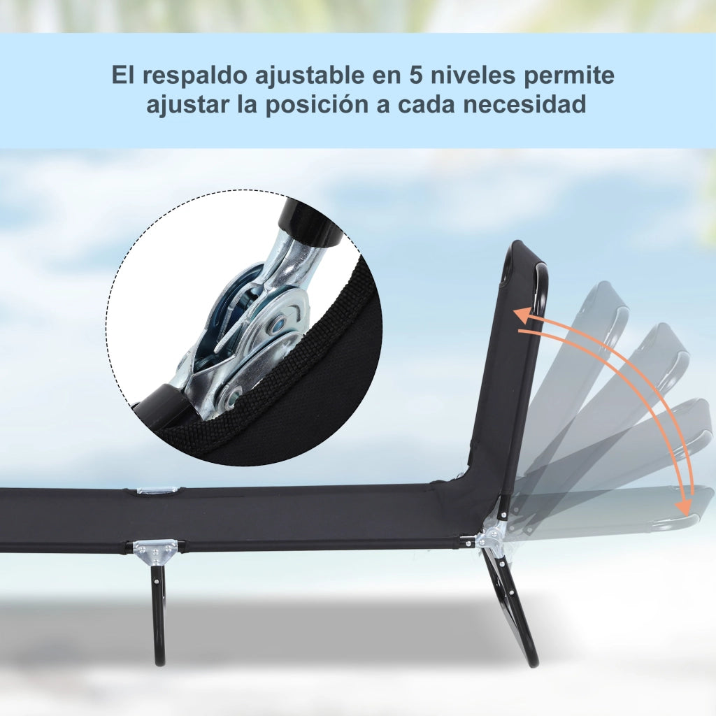 Poltrona reclinabile pieghevole per esterno ¨C zephmum ¨C 188x56x28 cm nero